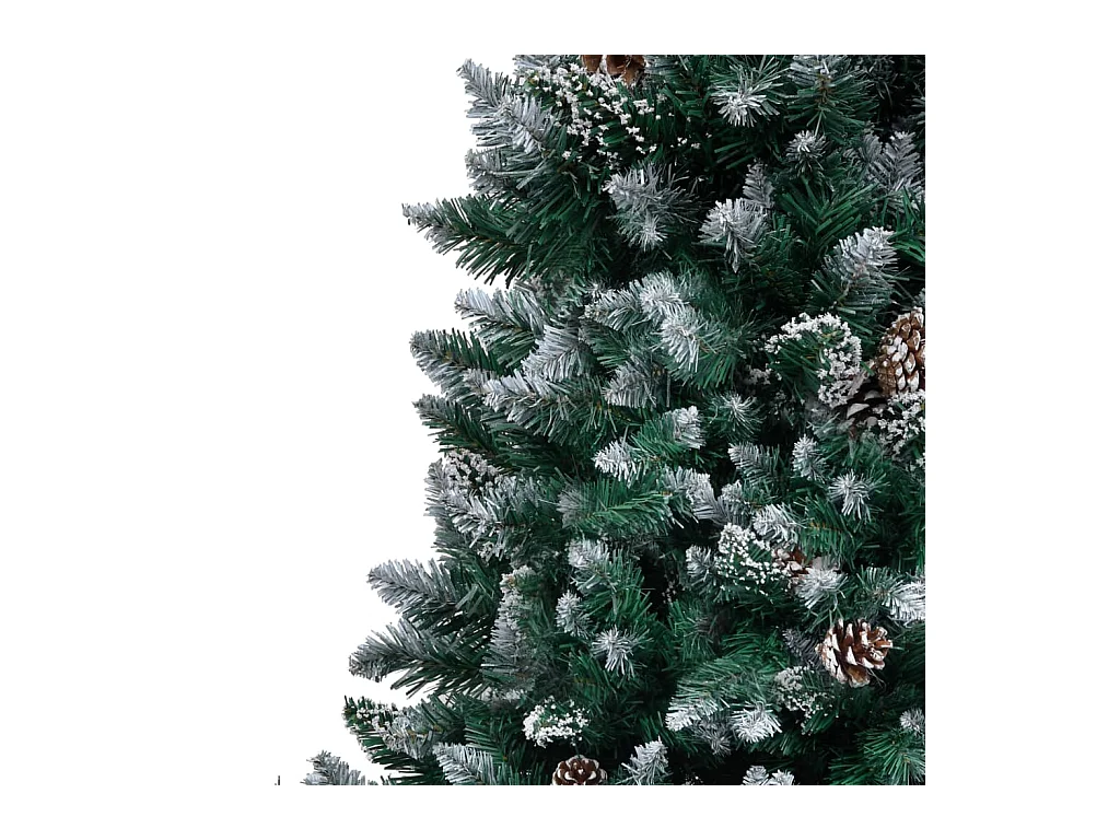 Sapin de Noël avec pommes de pin et neige blanche 210 cm