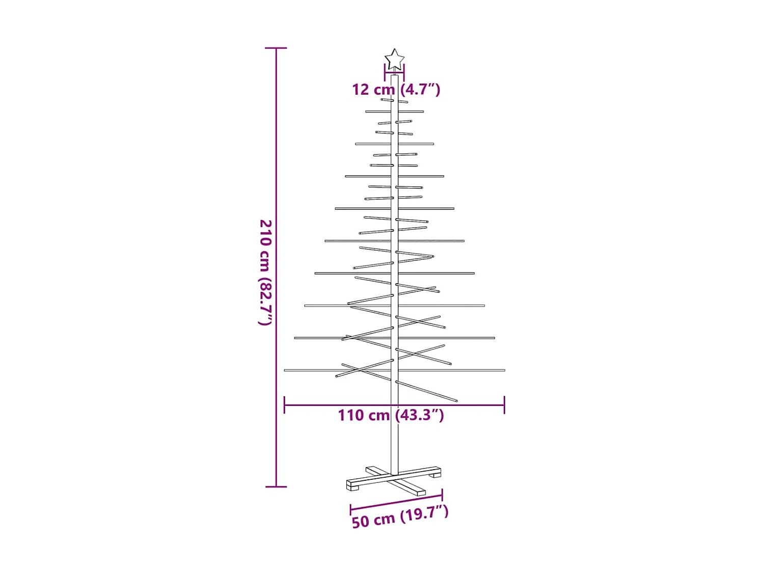 Árbol de Navidad de madera de adorno madera maciza pino 210 cm