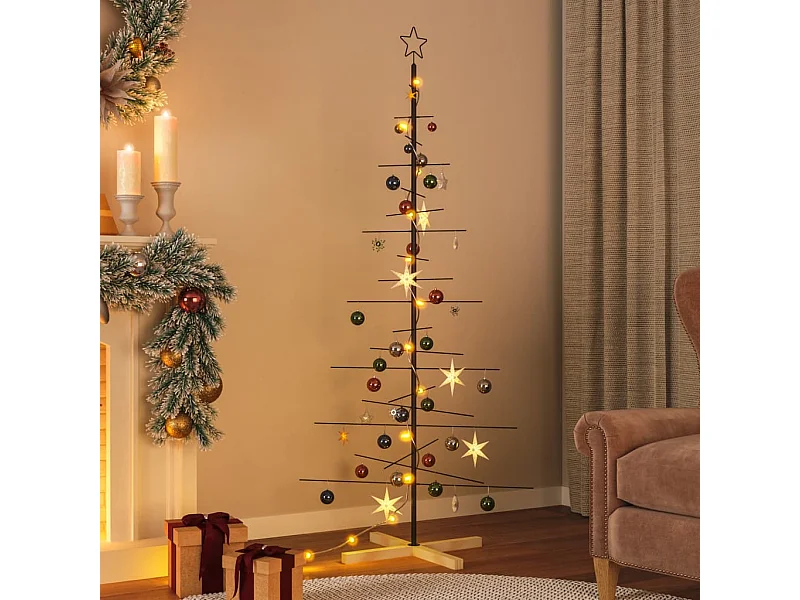 Arbre de Noël en métal avec base en bois noir 180 cm