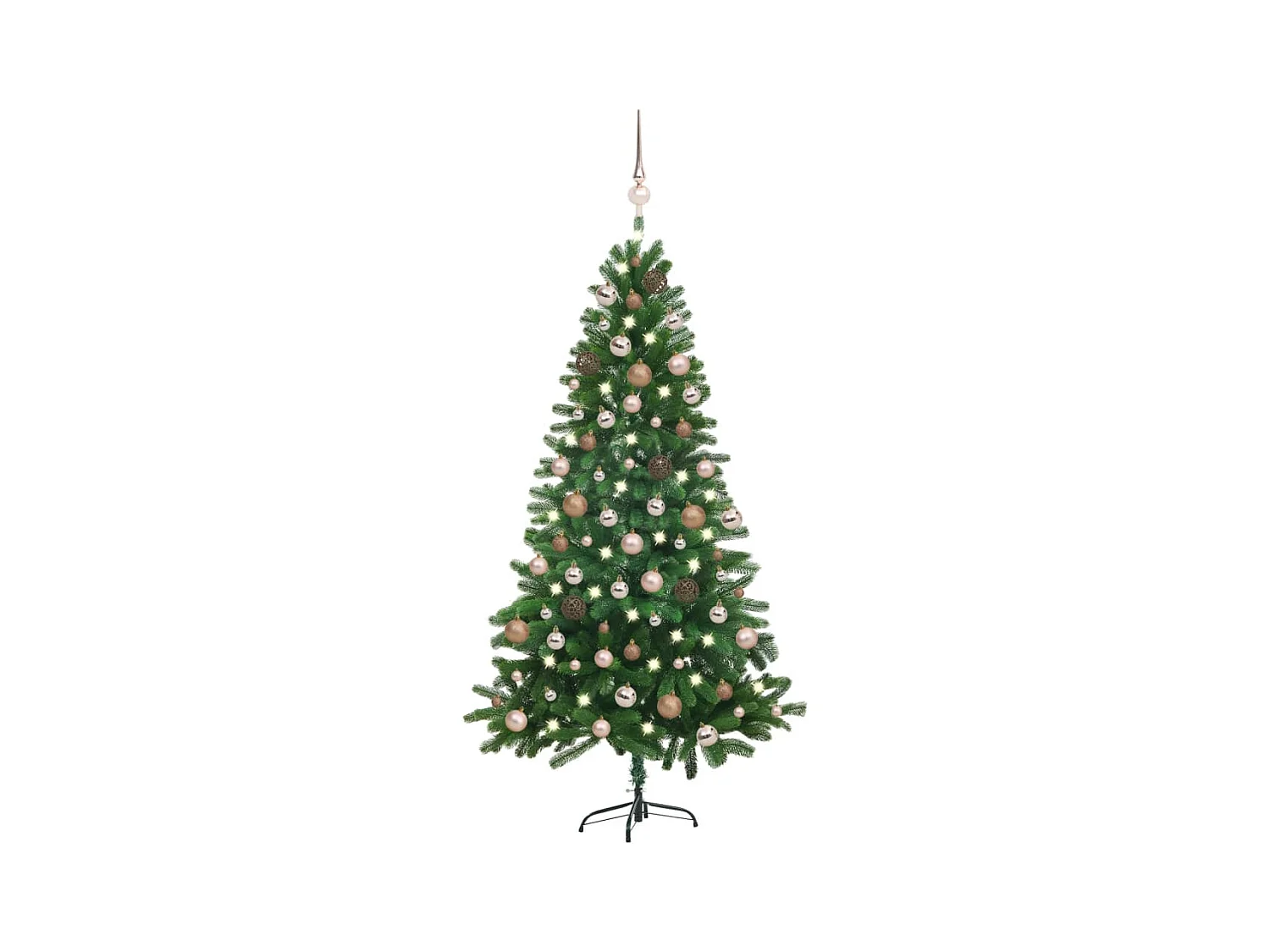 Kunstkerstboom met verlichting en kerstballen 180 cm groen