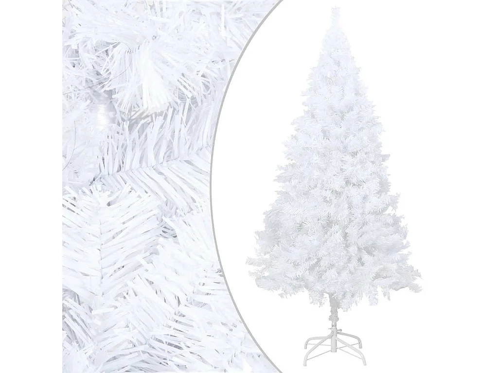 Arbre de Noël artificiel pré-éclairé et boules blanc 150 cm PVC