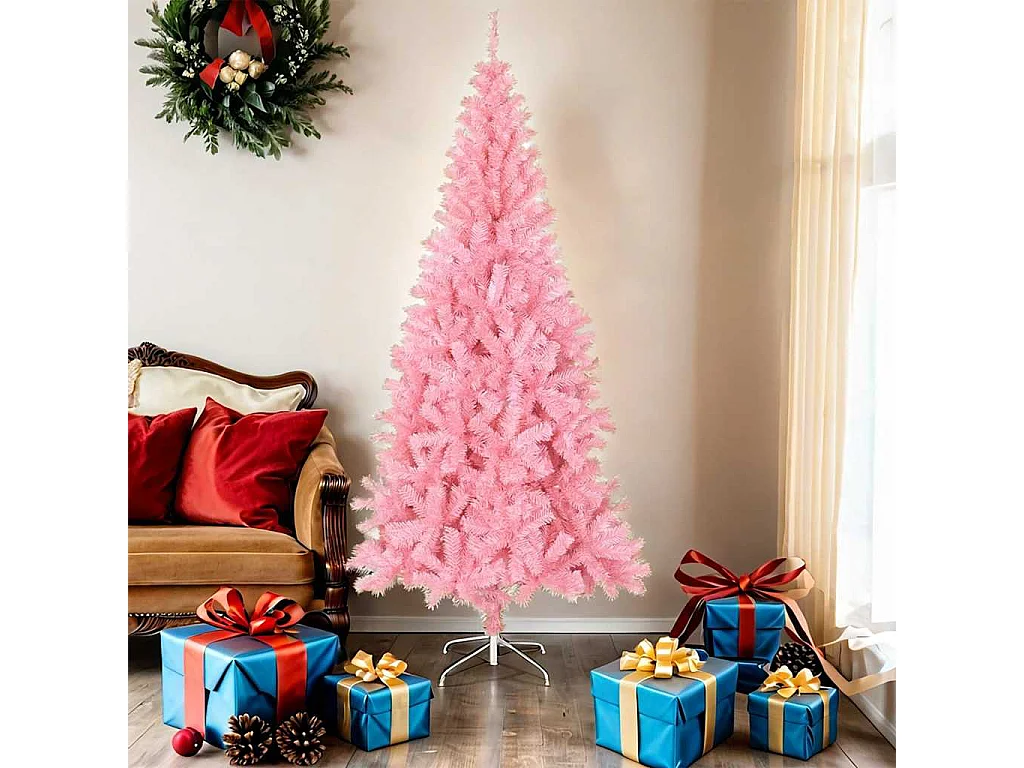 Sapin de Noël artificiel avec support rose 180 cm PVC