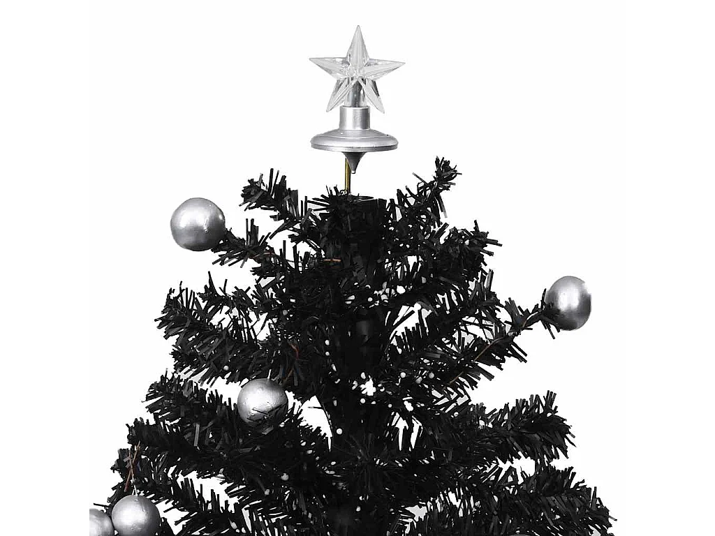 Arbre de Noël neigeux avec base de parapluie Noir 75 cm PVC