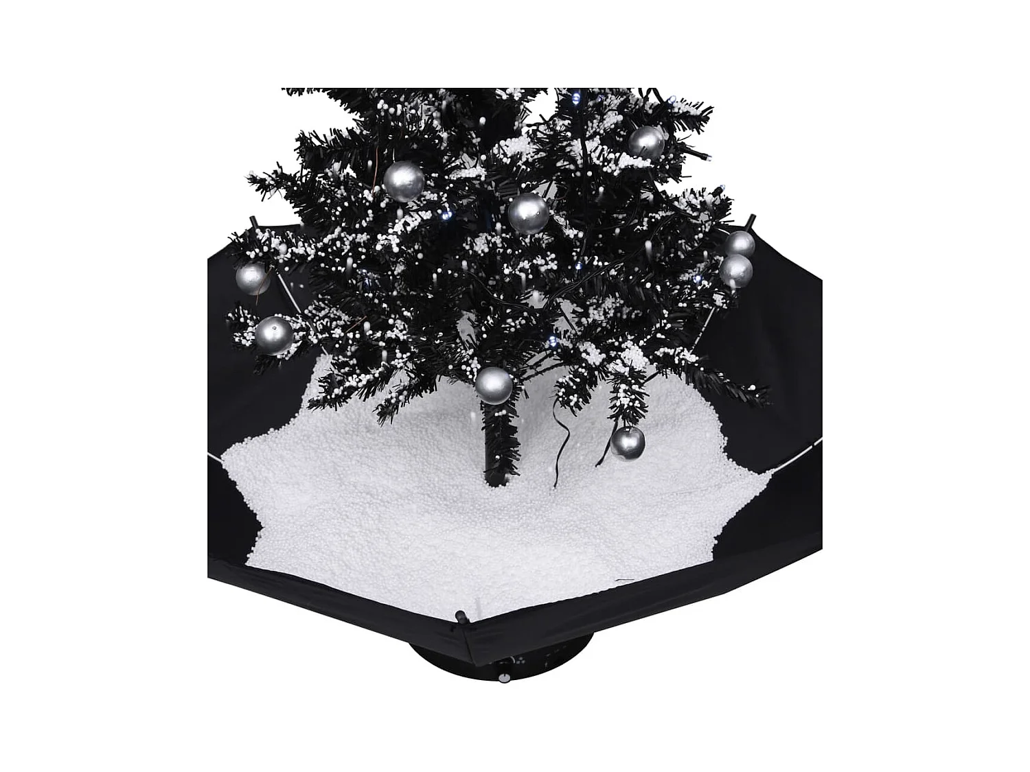 Arbre de Noël neigeux avec base de parapluie Noir 75 cm PVC