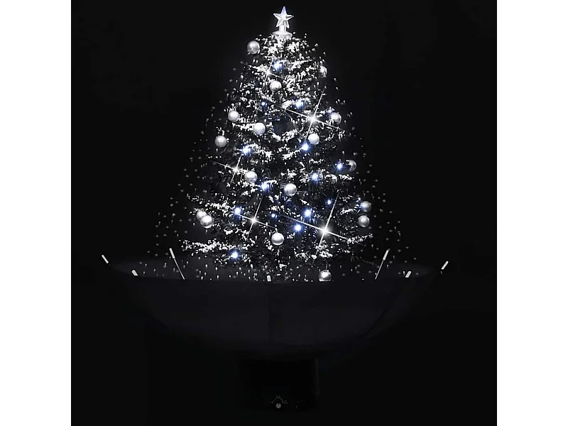 Árbol de Navidad con nieve con base de paraguas PVC negro 75 cm
