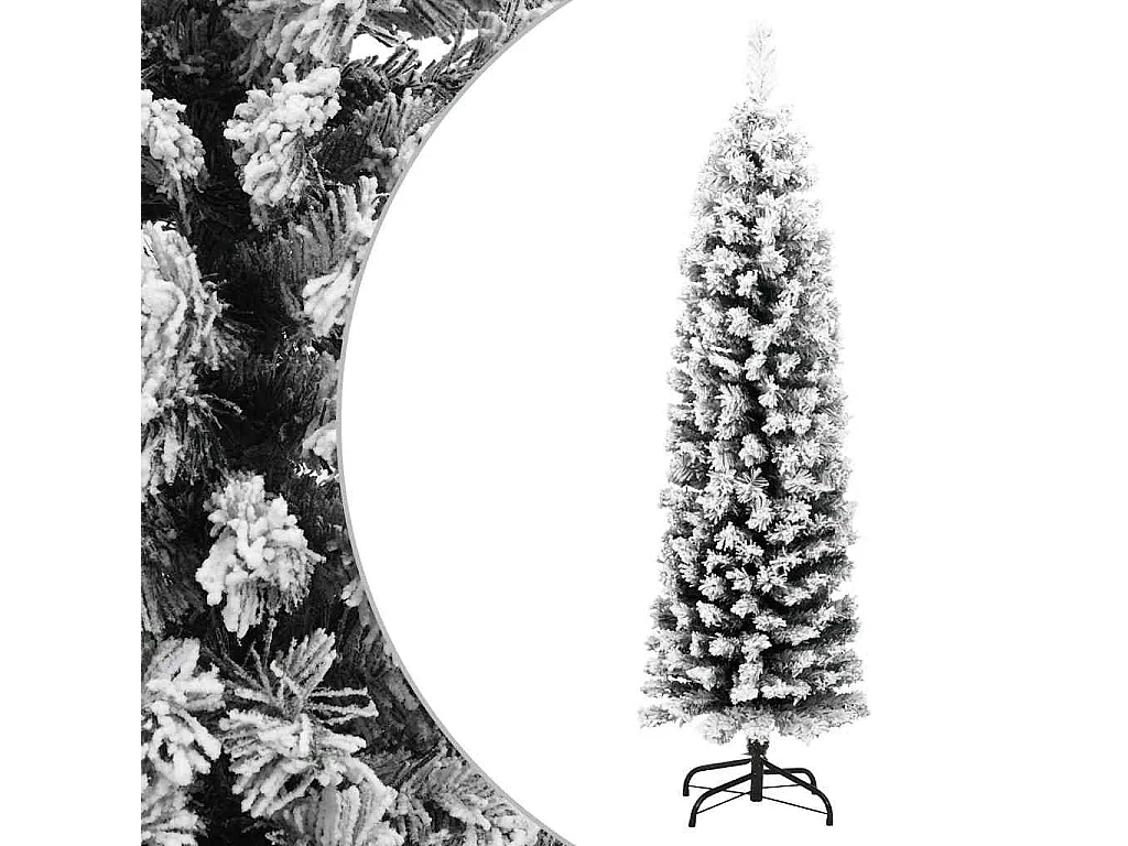 Sapin de Noël artificiel mince flocon de neige vert 150 cm PVC