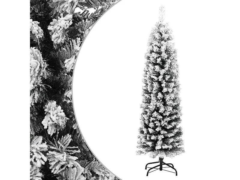 Kunstkerstboom met sneeuw smal 150 cm PVC groen