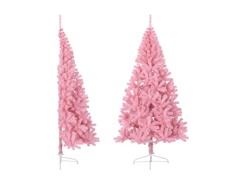 Meia árvore de Natal artificial com suporte 240 cm PVC rosa