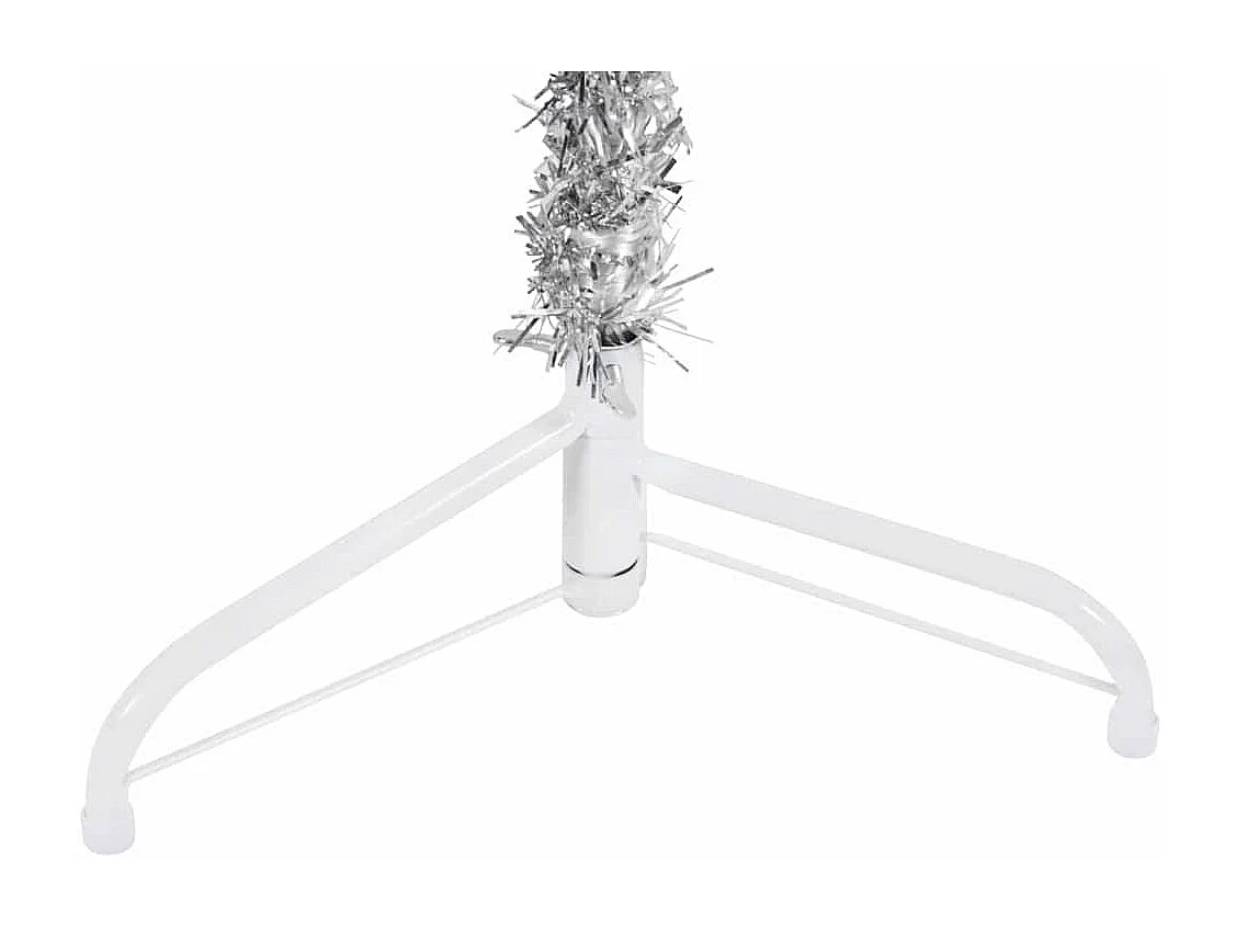 Kunstkerstboom half met standaard smal 150 cm zilverkleurig