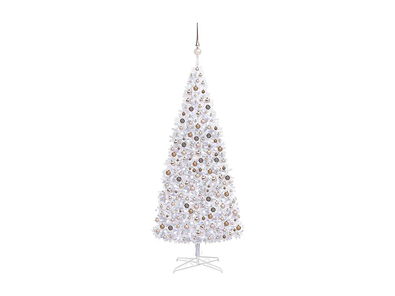 Arbre de Noël artificiel pré-éclairé et boules 400 cm blanc