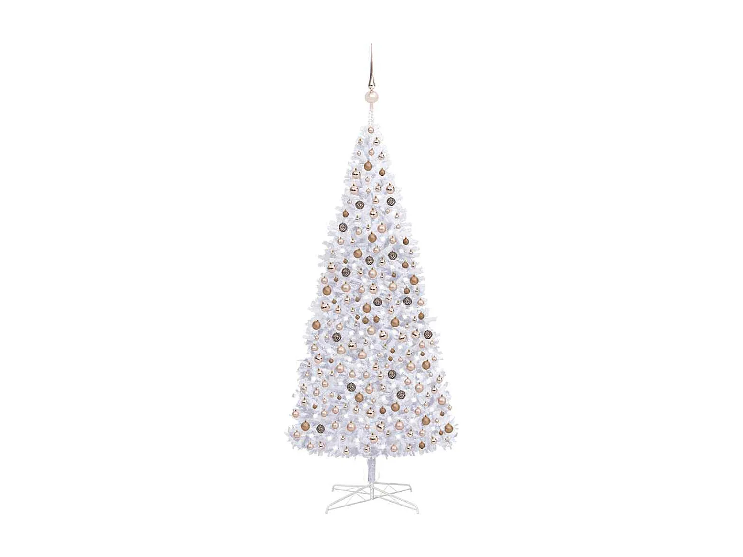 Árbol de Navidad preiluminado con luces y bolas blanco 400 cm