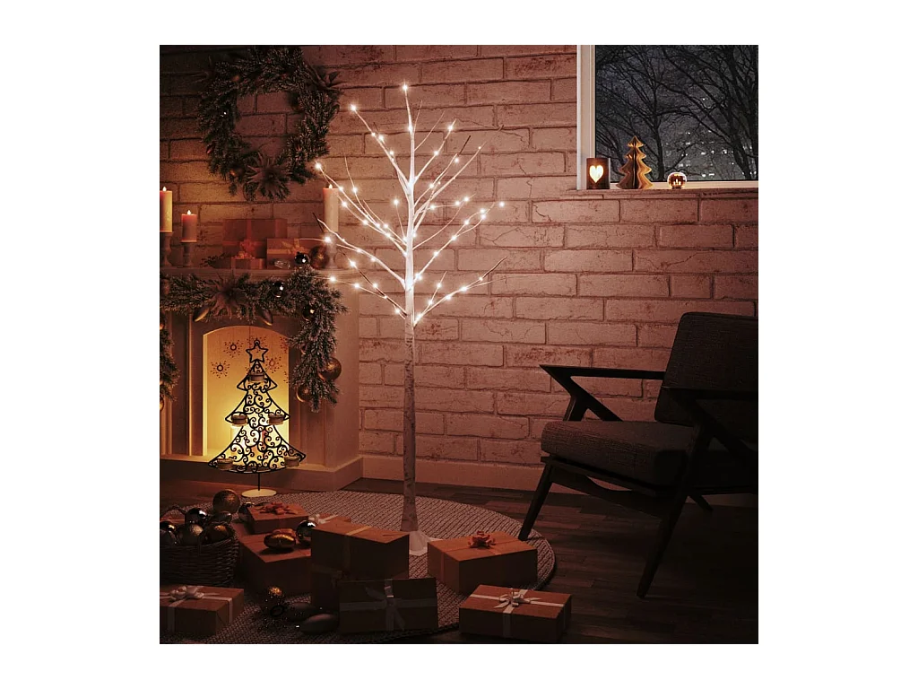 Bouleau blanc à LED 72 LED Blanc chaud 150 cm