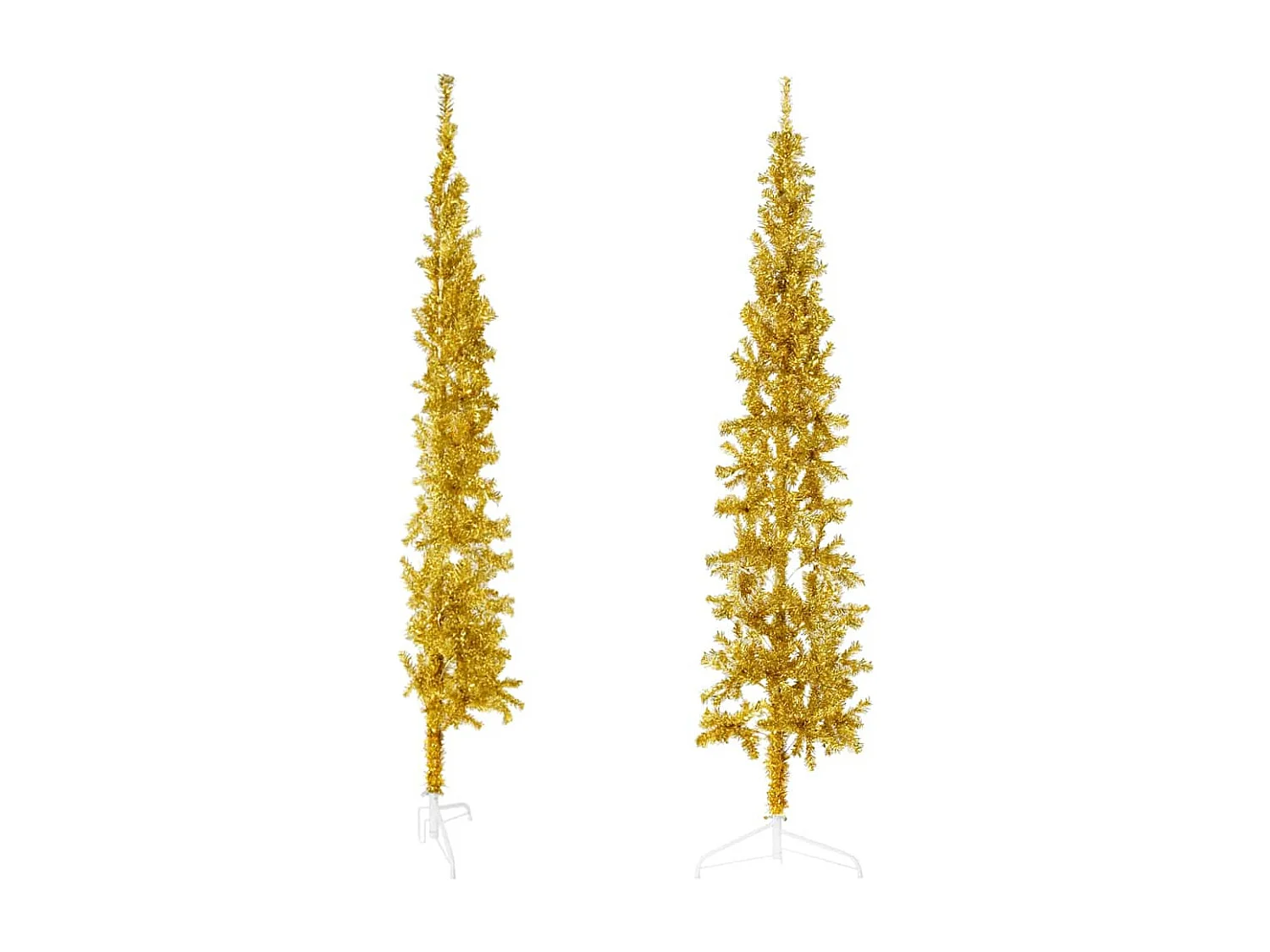 Medio árbol de Navidad artificial con soporte dorado 240 cm