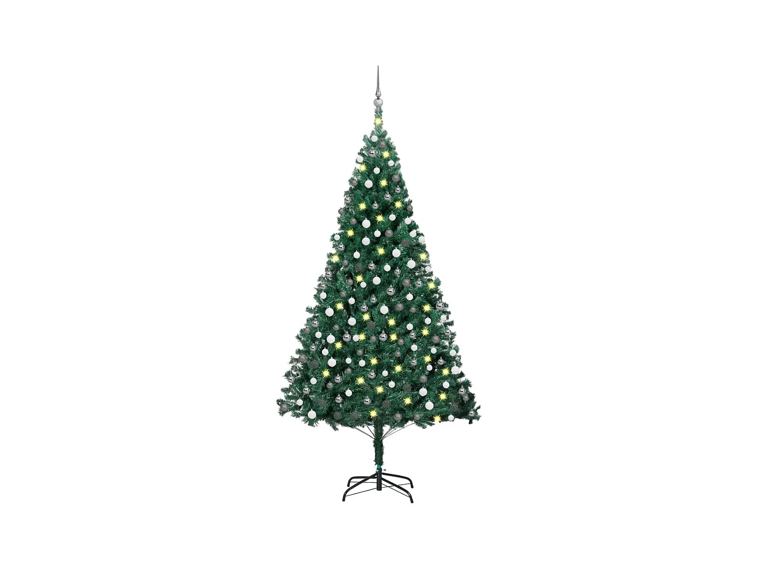 Arbre de Noël artificiel avec LED et boules Vert 210 cm PVC