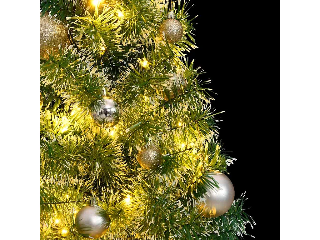 Sapin de Noël artificiel 150 LED&boules&neige floquée 120 cm