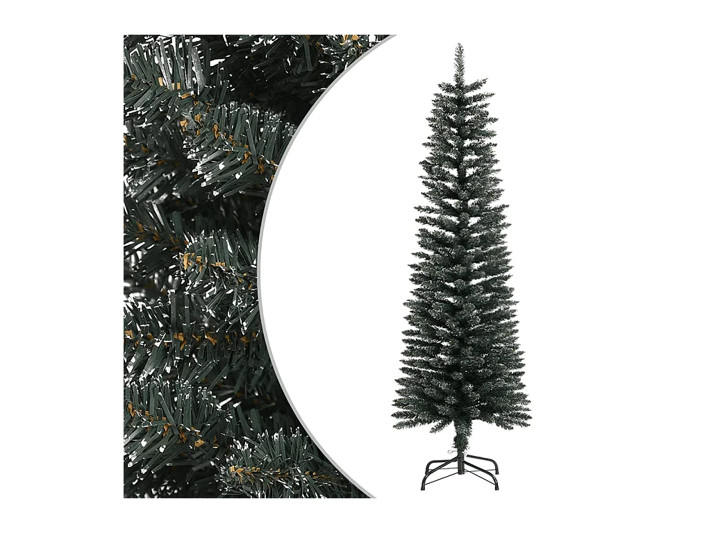 Sapin de Noël artificiel mince avec support Vert 150 cm PVC