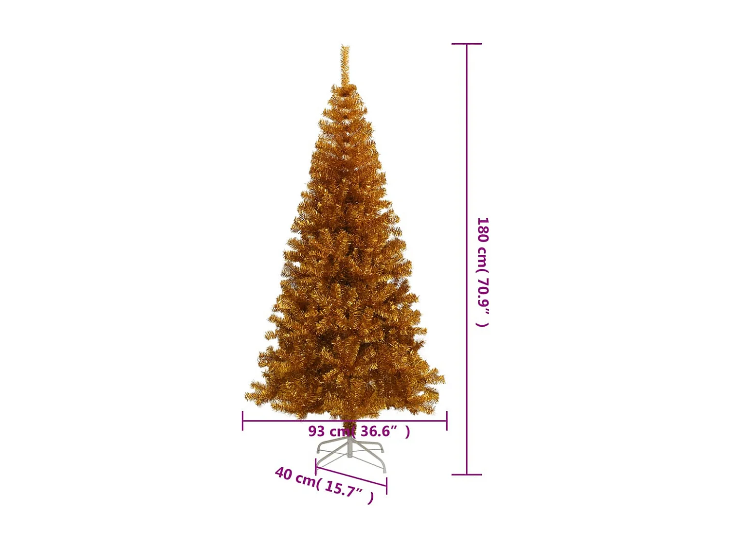Árbol de Navidad artificial con soporte PET dorado 180 cm
