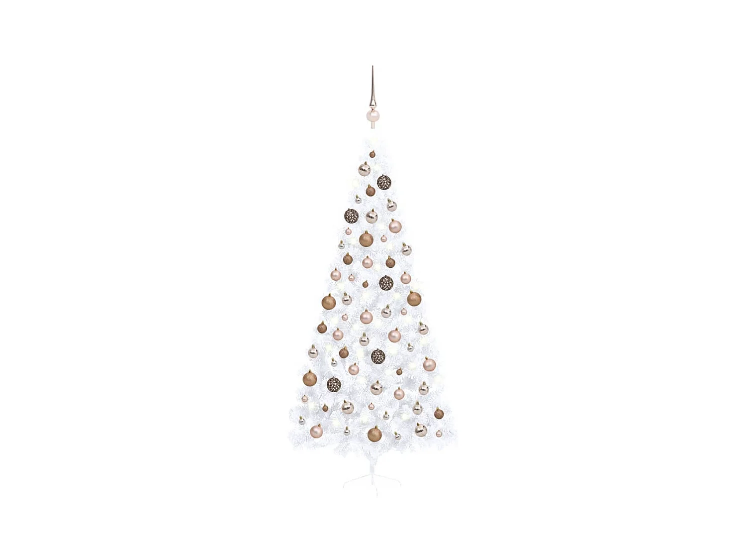 Medio árbol de Navidad artificial con LED y bolas blanco 240 cm