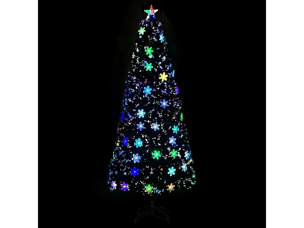 Árvore de Natal com flocos de neve LED 210 cm fibra ótica preto