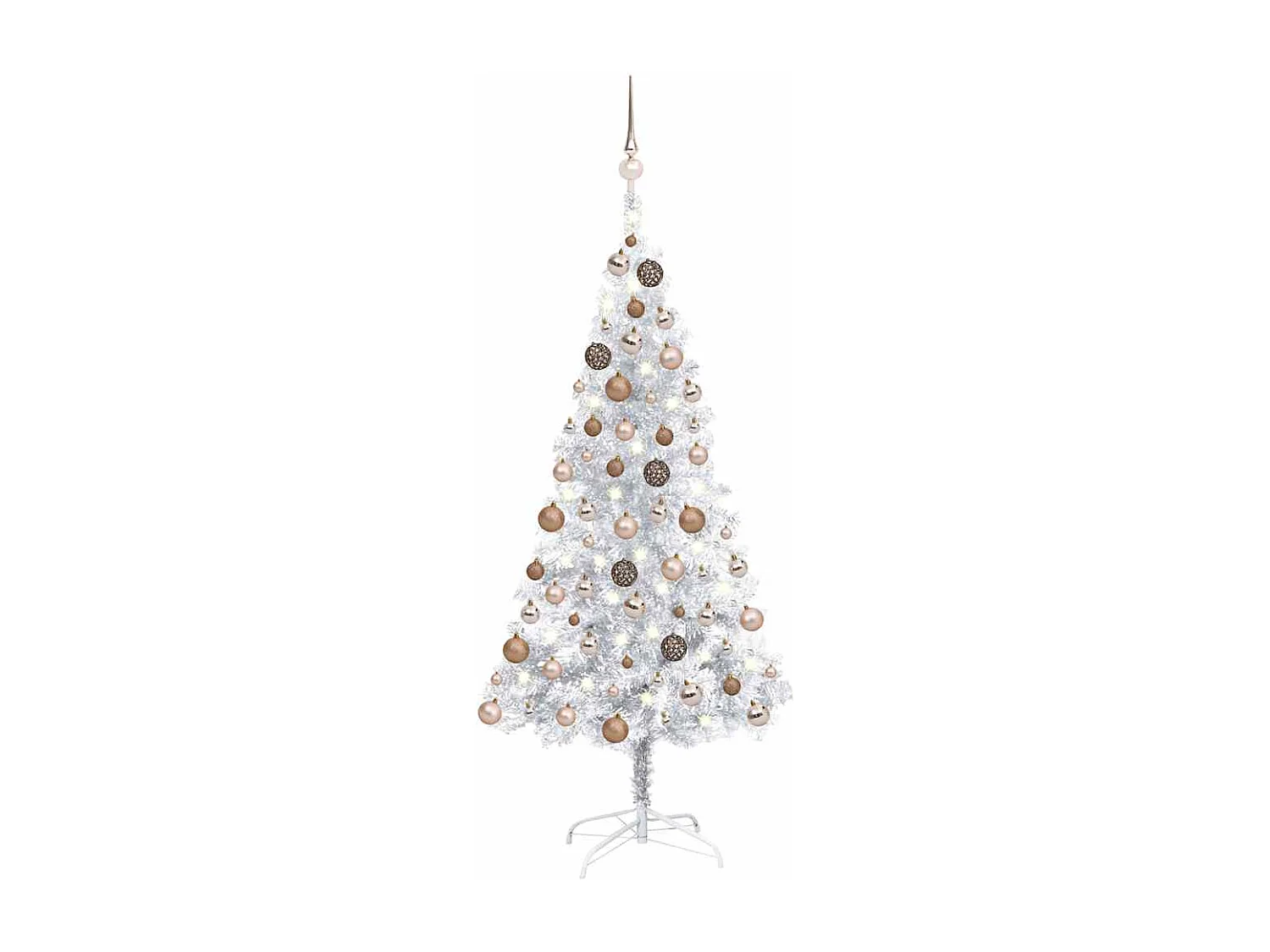 Arbre de Noël artificiel pré-éclairé/boules argenté 150 cm PET