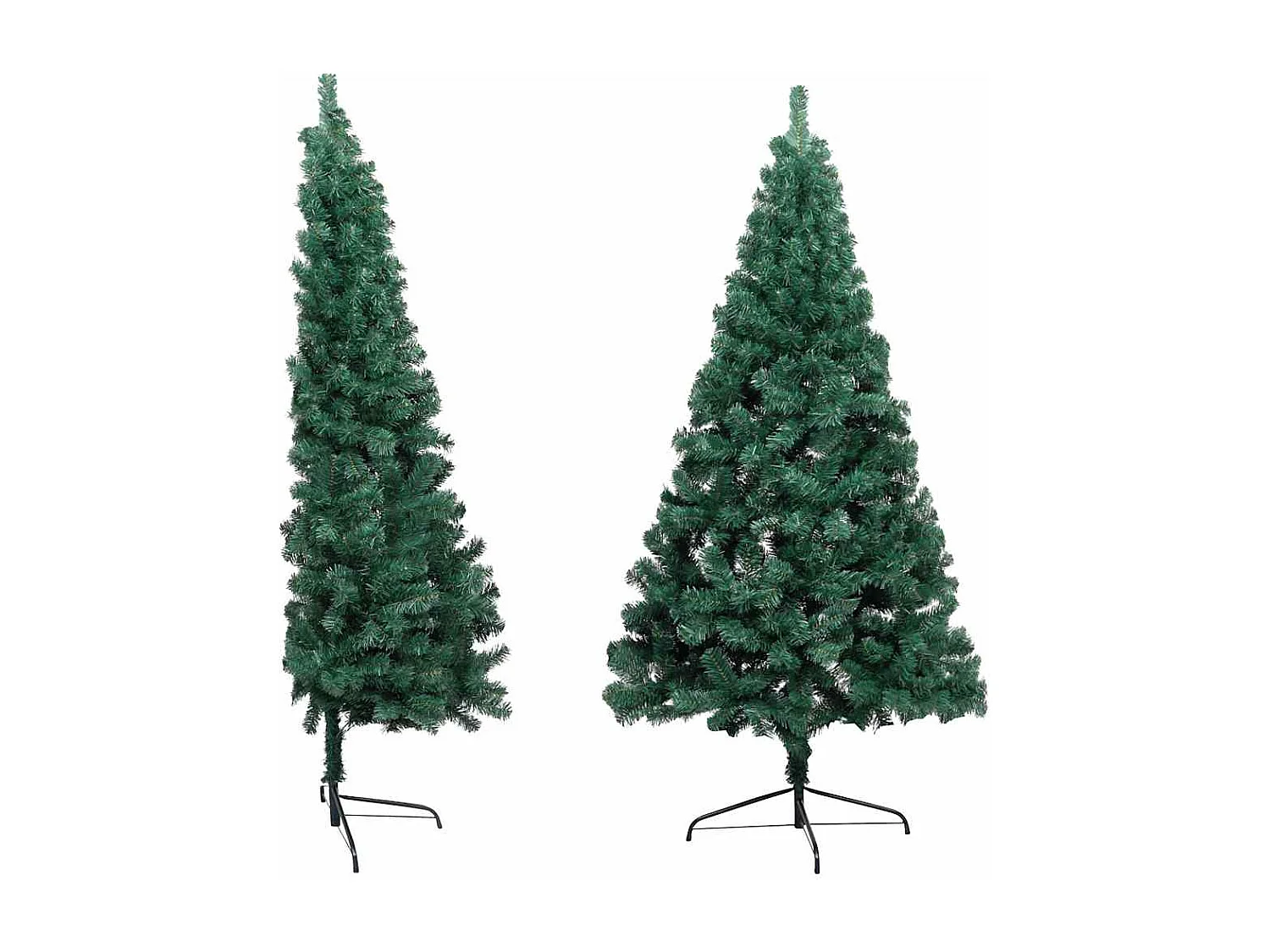 Medio árbol de Navidad con luces y bolas verde 120 cm