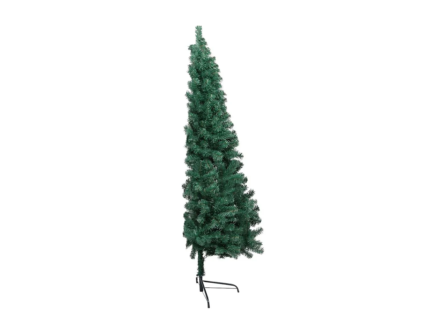Medio árbol de Navidad con luces y bolas verde 120 cm