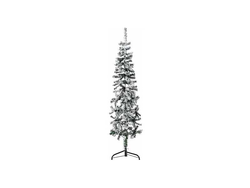 Meia árvore de Natal fina com flocos de neve 150 cm