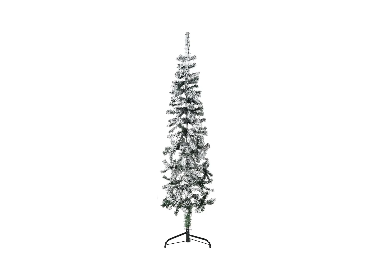 Demi sapin de Noël artificiel mince avec neige floquée 150 cm