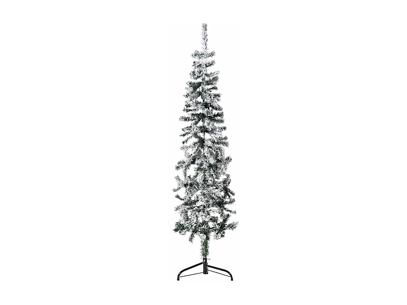 Meia árvore de Natal fina com flocos de neve 150 cm