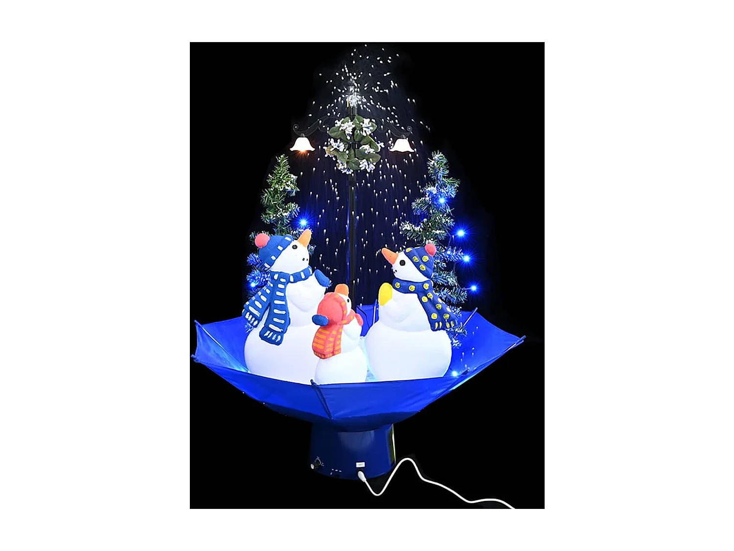 Arbre de Noël neigeux avec base de parapluie Bleu 75 cm PVC