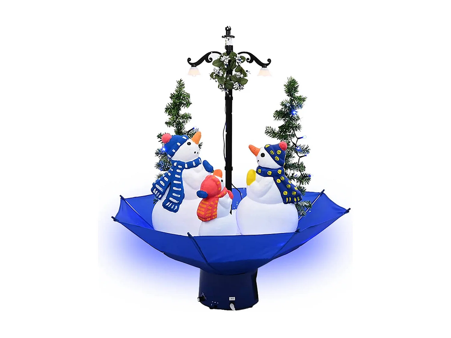 Arbre de Noël neigeux avec base de parapluie Bleu 75 cm PVC