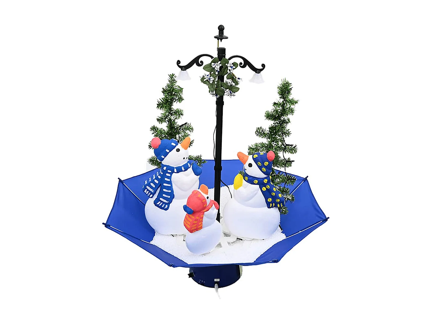 Arbre de Noël neigeux avec base de parapluie Bleu 75 cm PVC