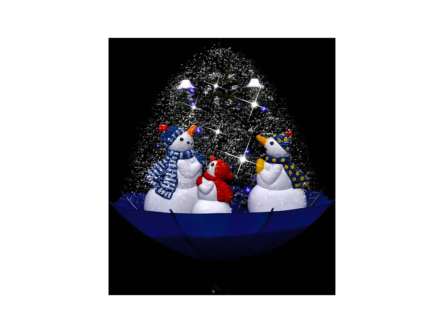 Arbre de Noël neigeux avec base de parapluie Bleu 75 cm PVC