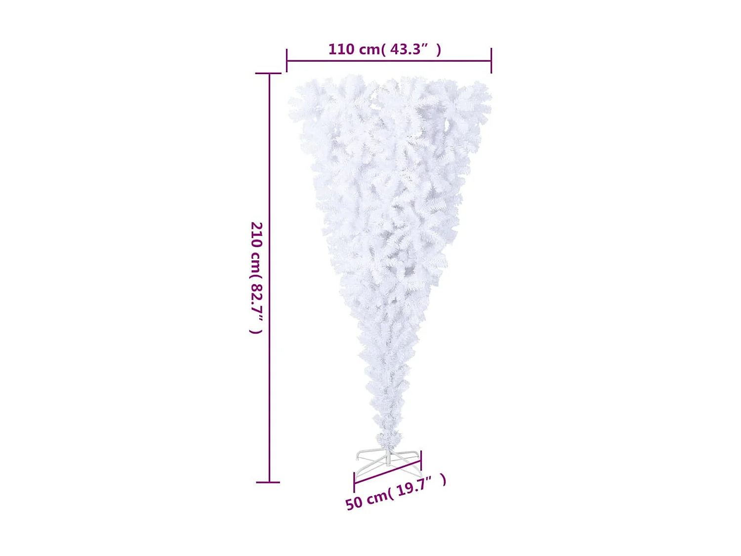 Sapin de Noël artificiel renversé avec support Blanc 210 cm