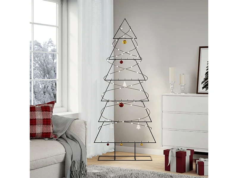 Arbre de Noël en métal pour décoration noir 180 cm