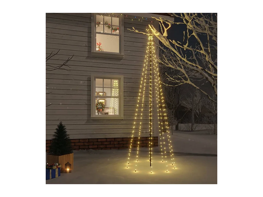 Sapin de Noël avec piquet Blanc chaud 310 LED 300 cm