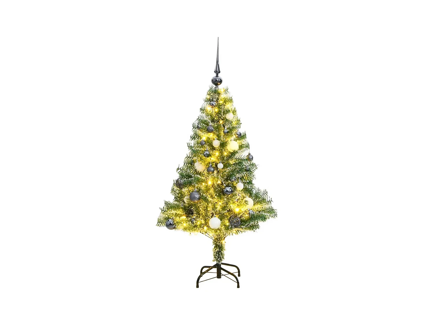 Sapin de Noël artificiel 150 LED et boules et neige floquée 150 cm