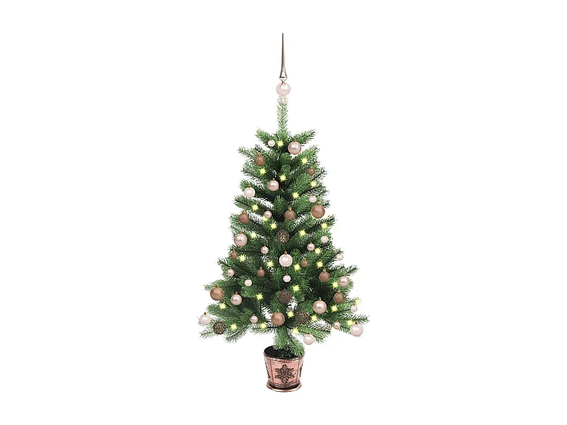 Kunstkerstboom met verlichting en kerstballen 65 cm groen