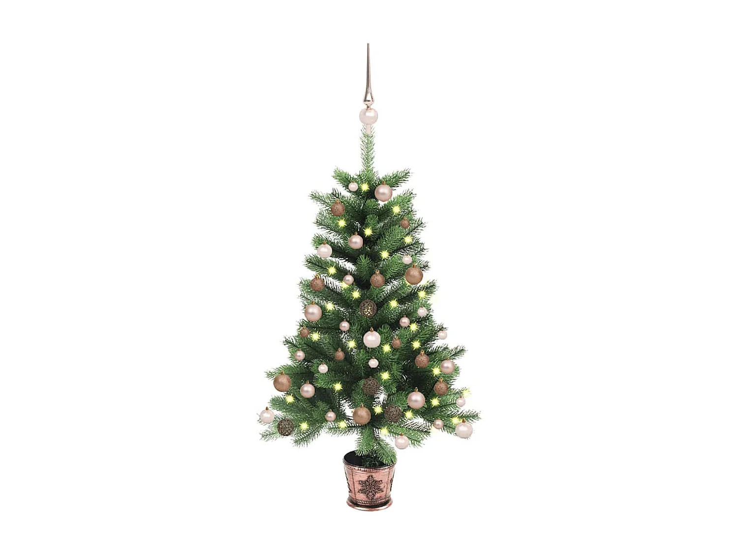 Kunstkerstboom met verlichting en kerstballen 65 cm groen