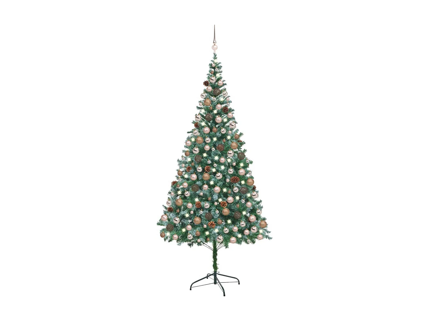 Arbre de Noël artificiel LED et boules et pommes de pin 210 cm