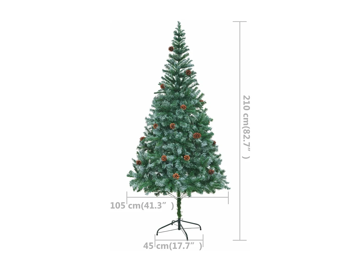 Arbre de Noël artificiel LED et boules et pommes de pin 210 cm