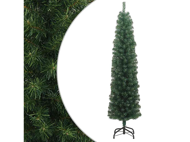Kunstkerstboom met standaard smal 180 cm PVC groen