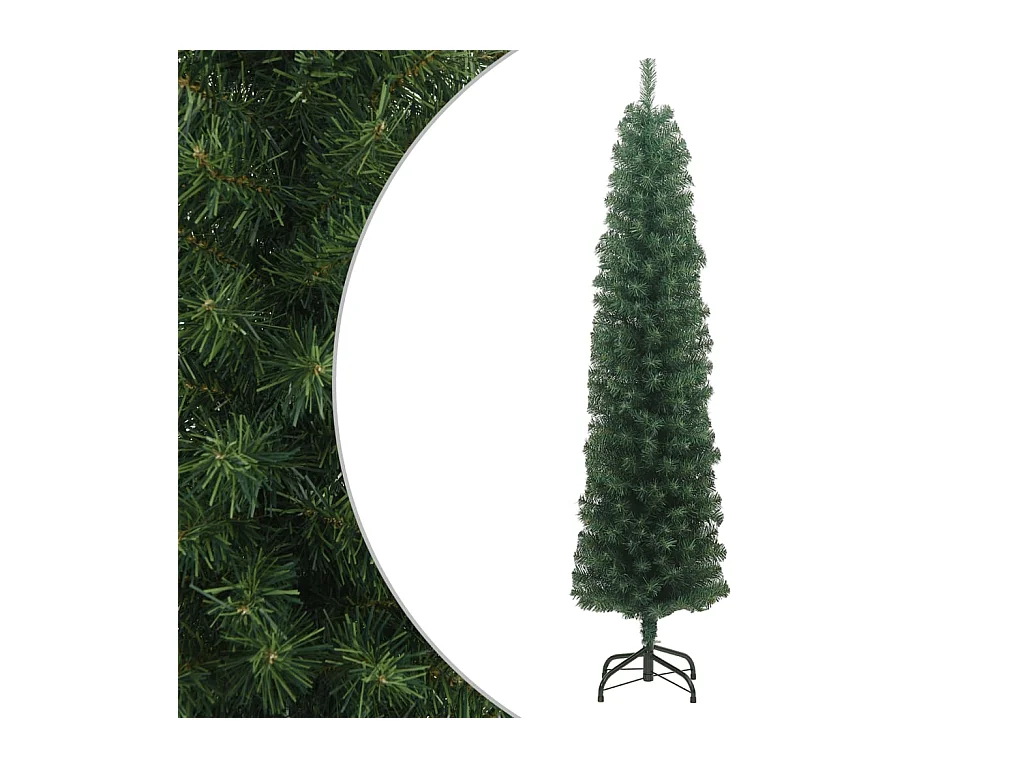 Sapin de Noël artificiel mince avec support vert 180 cm PVC