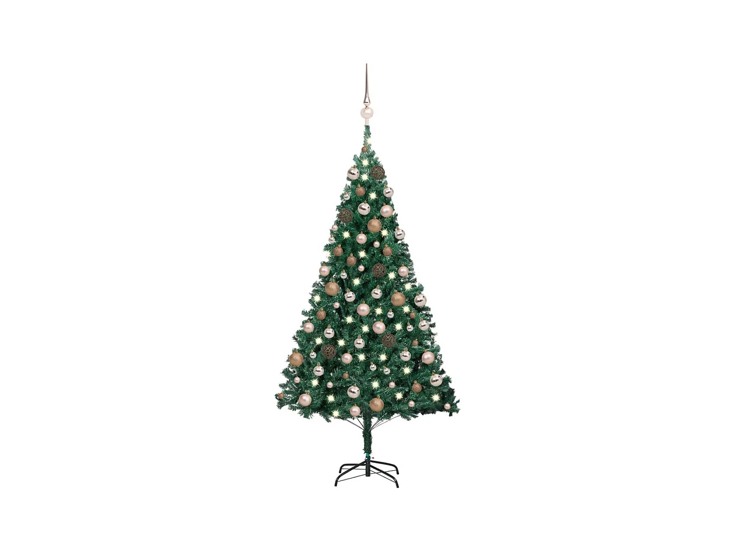 Árbol de Navidad artificial con LEDs y bolas PVC verde 150 cm