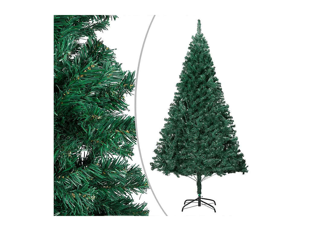 Arbre de Noël artificiel pré-éclairé et boules vert 150 cm PVC