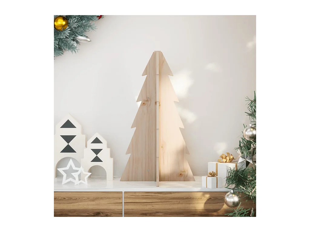 Arbre de Noël en bois pour décoration 69,5cm bois massif de pin