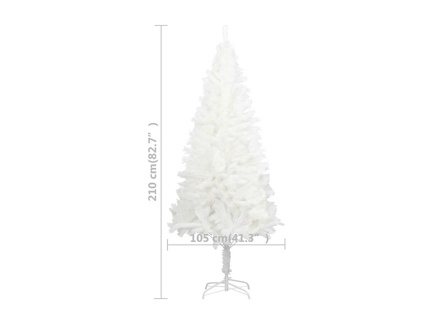 Arbre de Noël artificiel pré-éclairé et boules blanc 210 cm