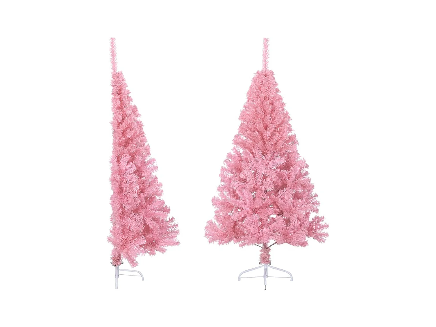 Medio árbol de Navidad artificial con soporte PVC rosa 120 cm