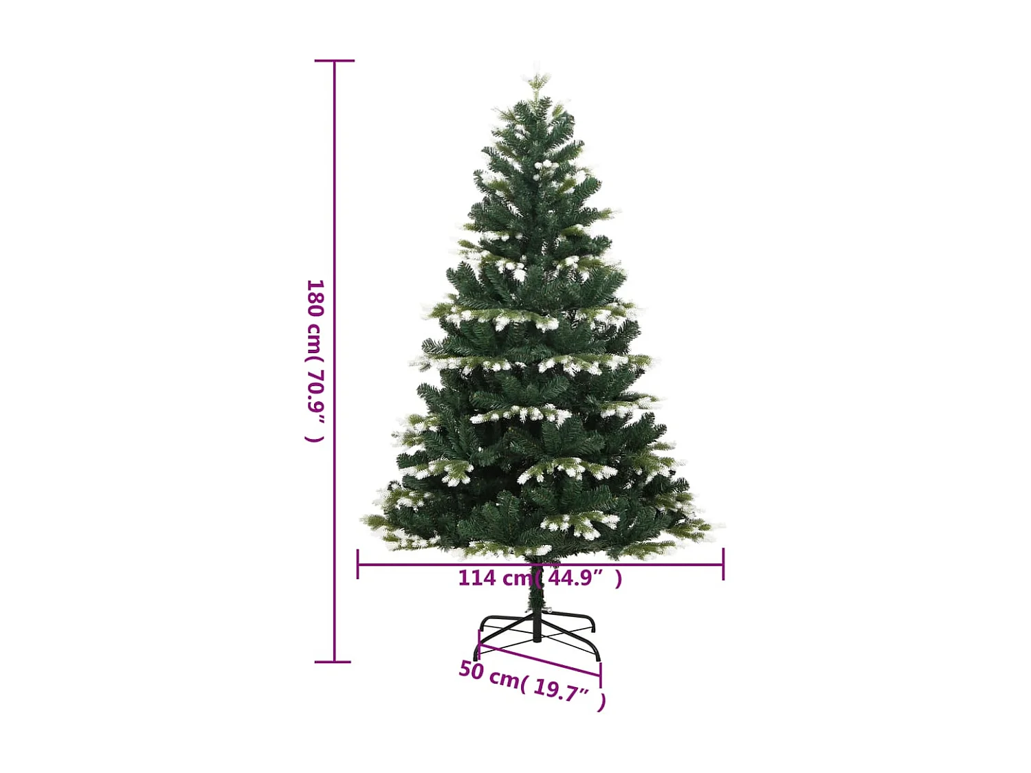 Sapin de Noël artificiel à charnières avec neige floquée 180 cm