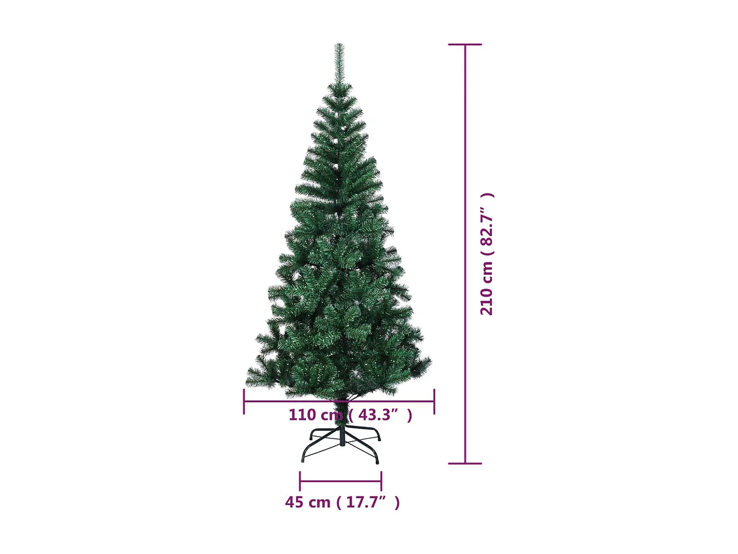 Sapin de Noël artificiel pointes iridescentes Vert 210 cm PVC